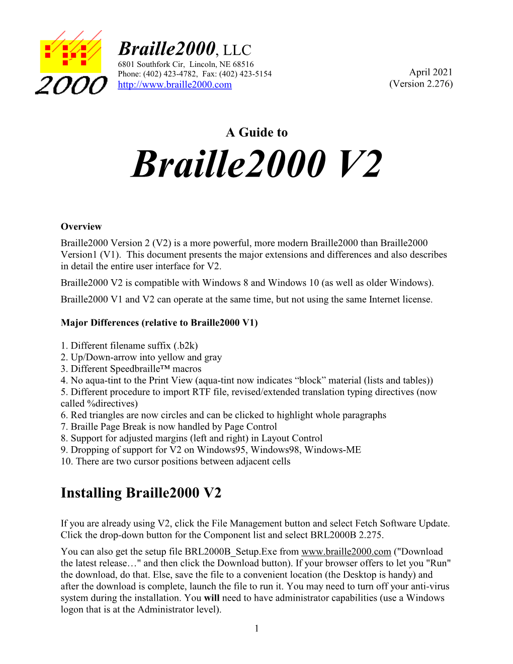 Using Braille2000 V2