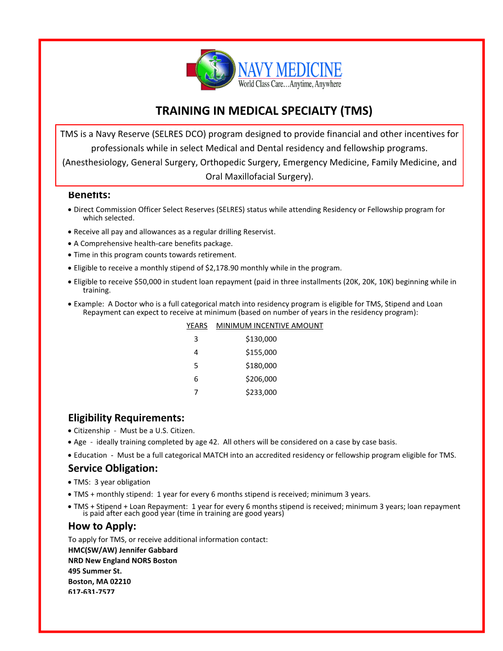 Training in Medical Specialty (Tms)