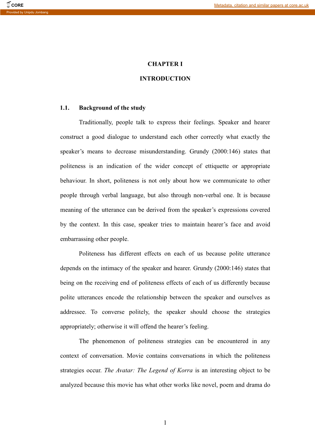 1 CHAPTER I INTRODUCTION 1.1. Background of the Study