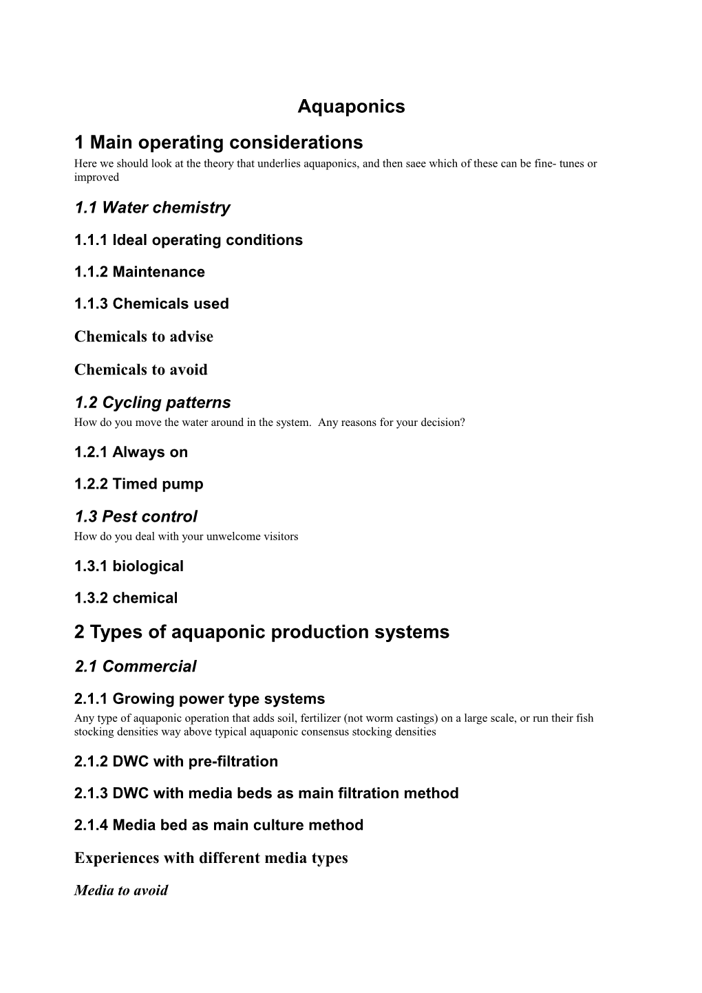 1 Main Operating Considerations