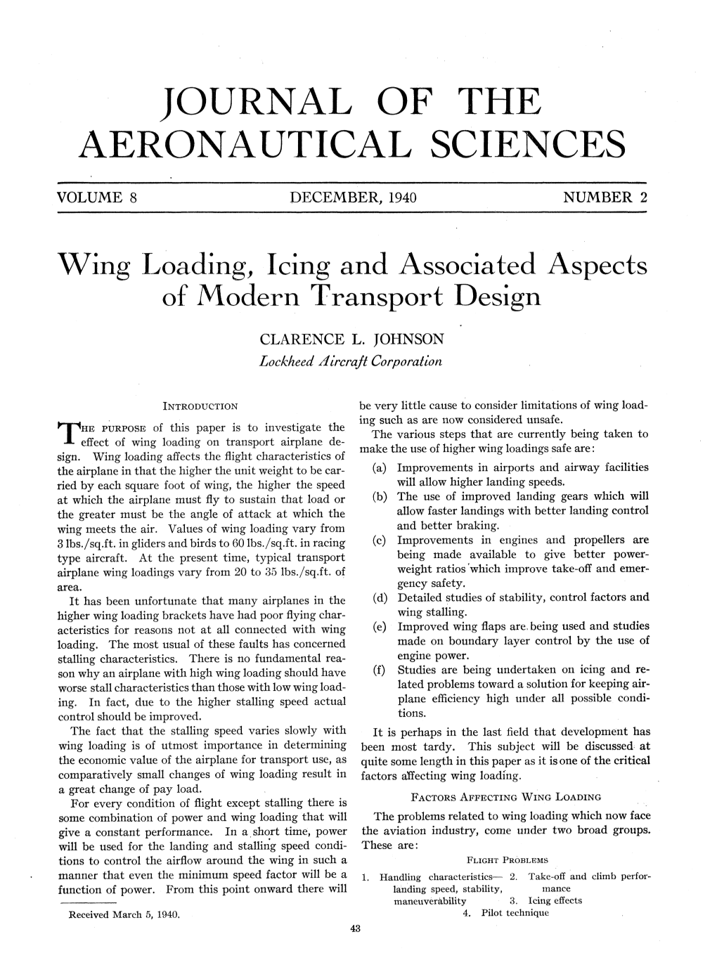 Journal of the Aeronautical Sciences