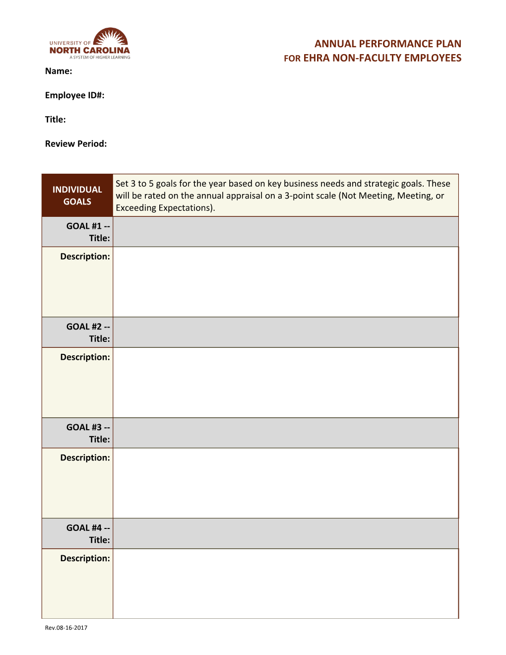 Annual Performance Plan Forehra Non-Faculty Employees