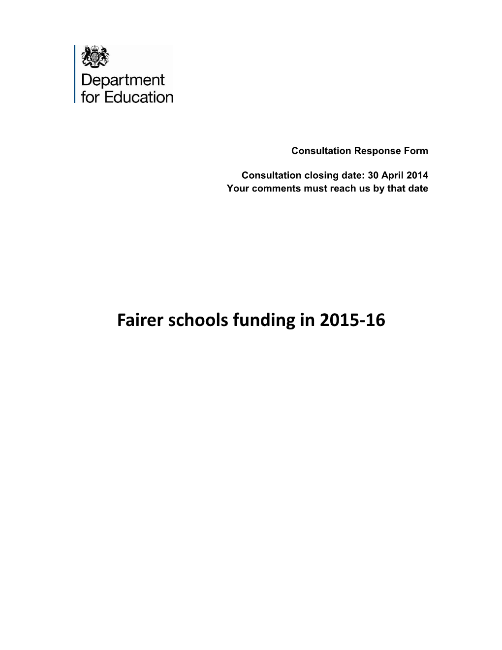 Fairer Schools Funding in 2015-16