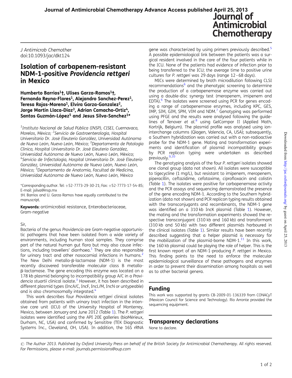 Isolation of Carbapenem-Resistant NDM-1-Positive Providencia Rettgeri
