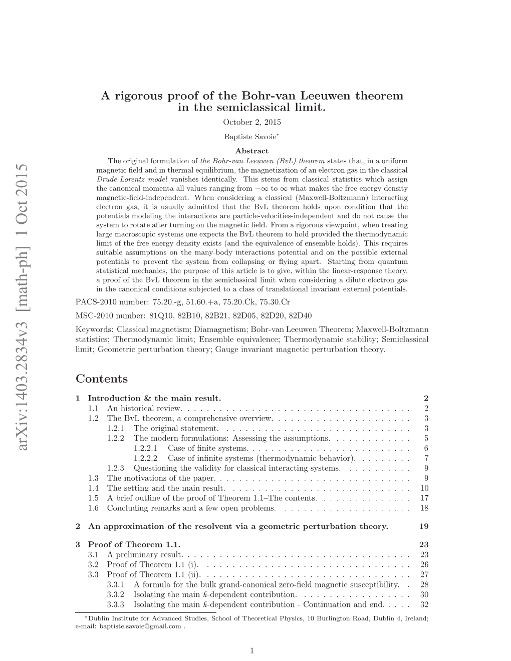 A Rigorous Proof of the Bohr-Van Leeuwen Theorem in The