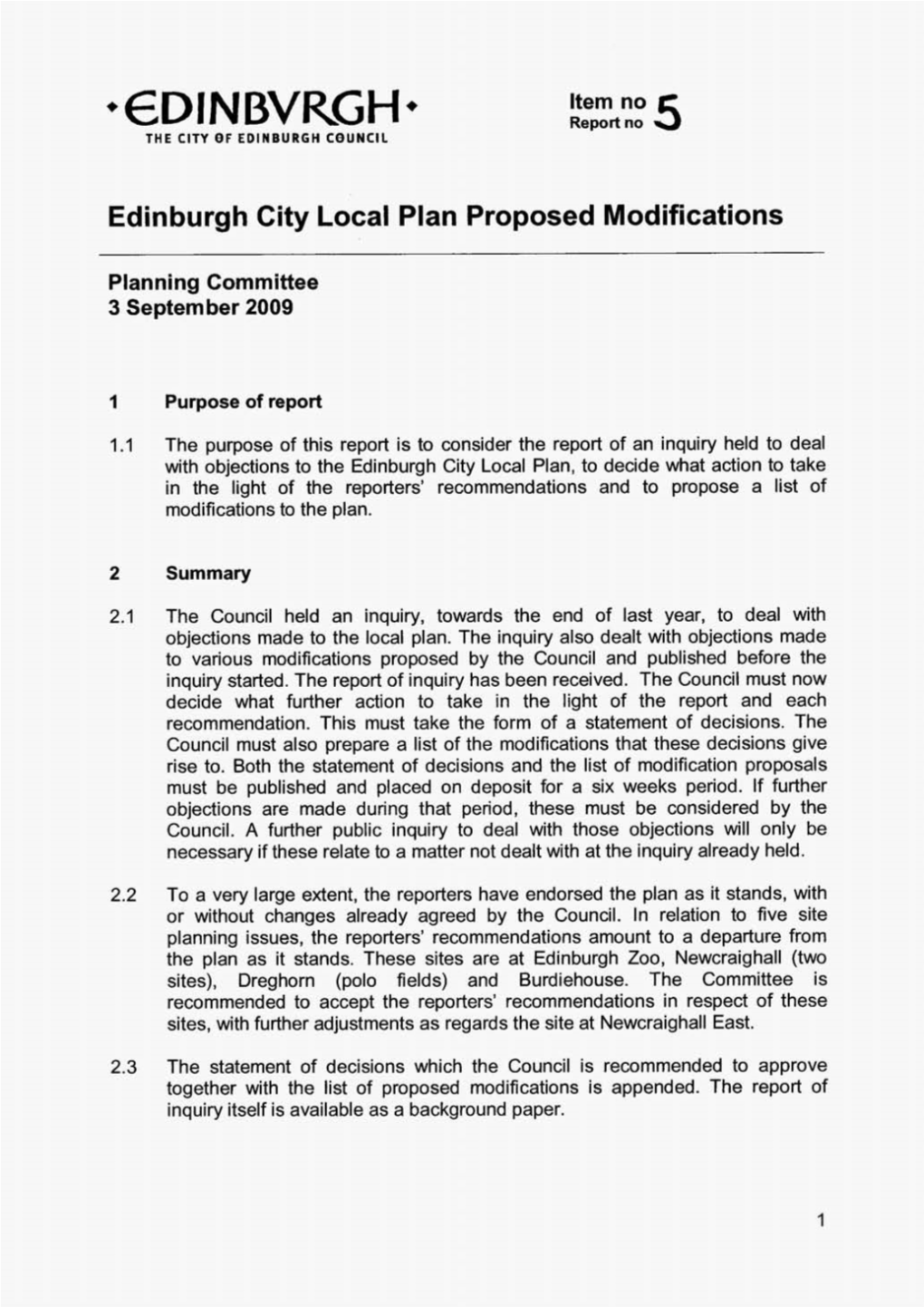 Edinburgh City Local Plan Proposed Modifications