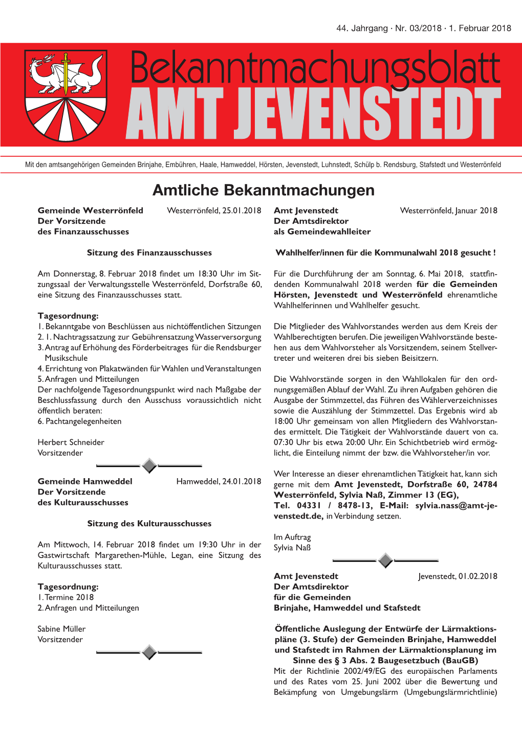 Gemeinde Schülp B. Rendsburg – Der Bürgermeister – 24813 Schülp, 22.01.2018 SV Nienkattbek Von 1970 E.V