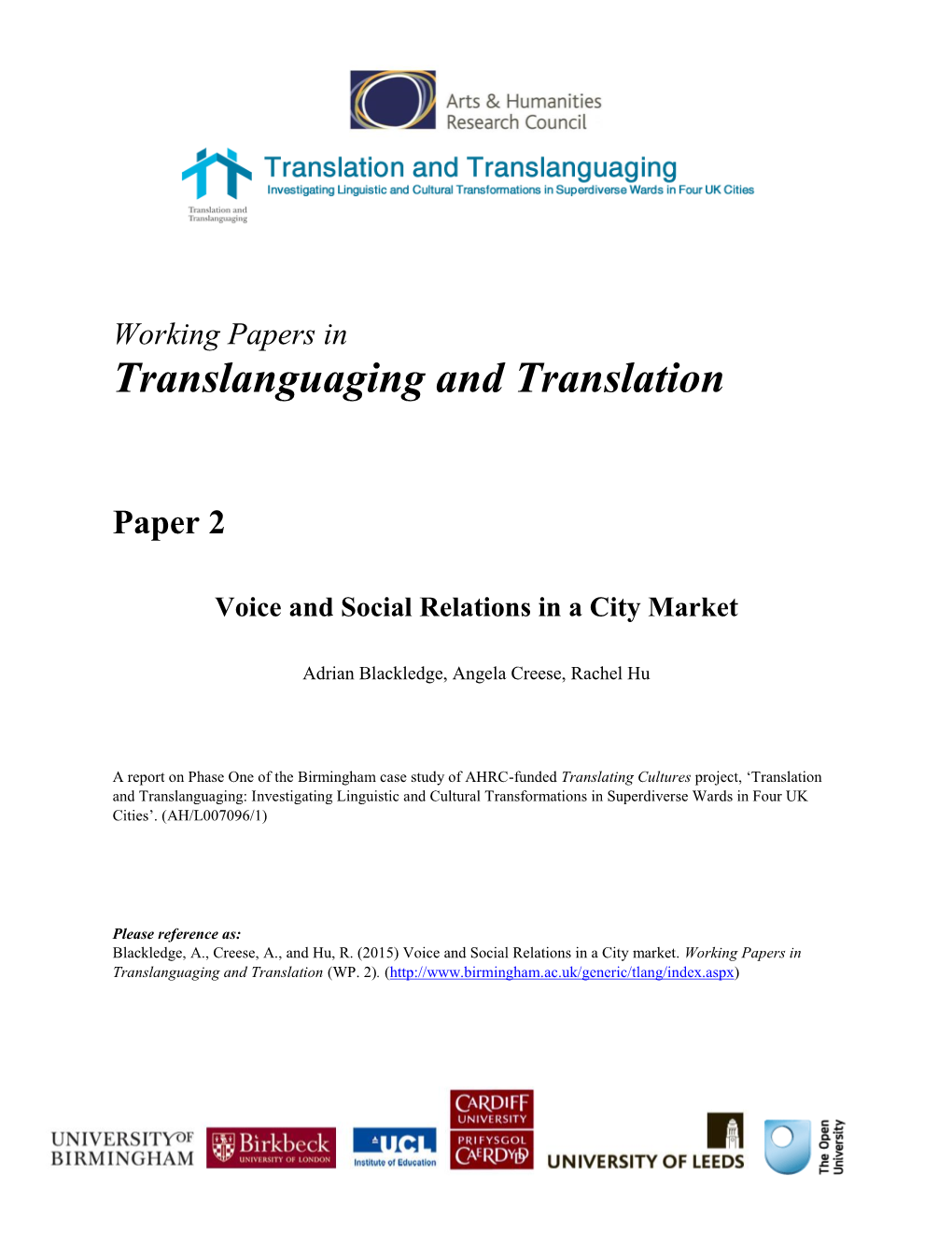 Voice and Social Relations in a City Market