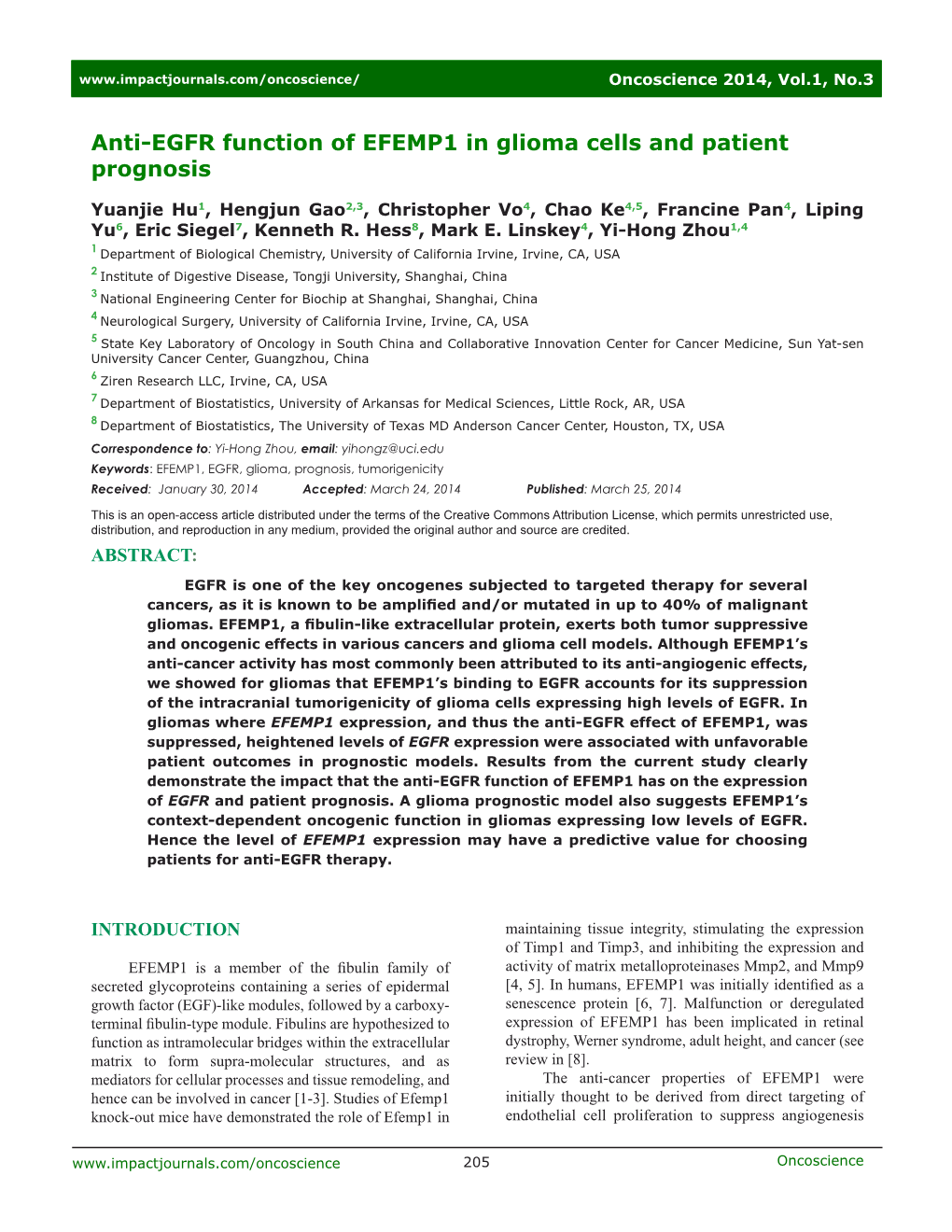 Anti-EGFR Function of EFEMP1 in Glioma Cells and Patient Prognosis