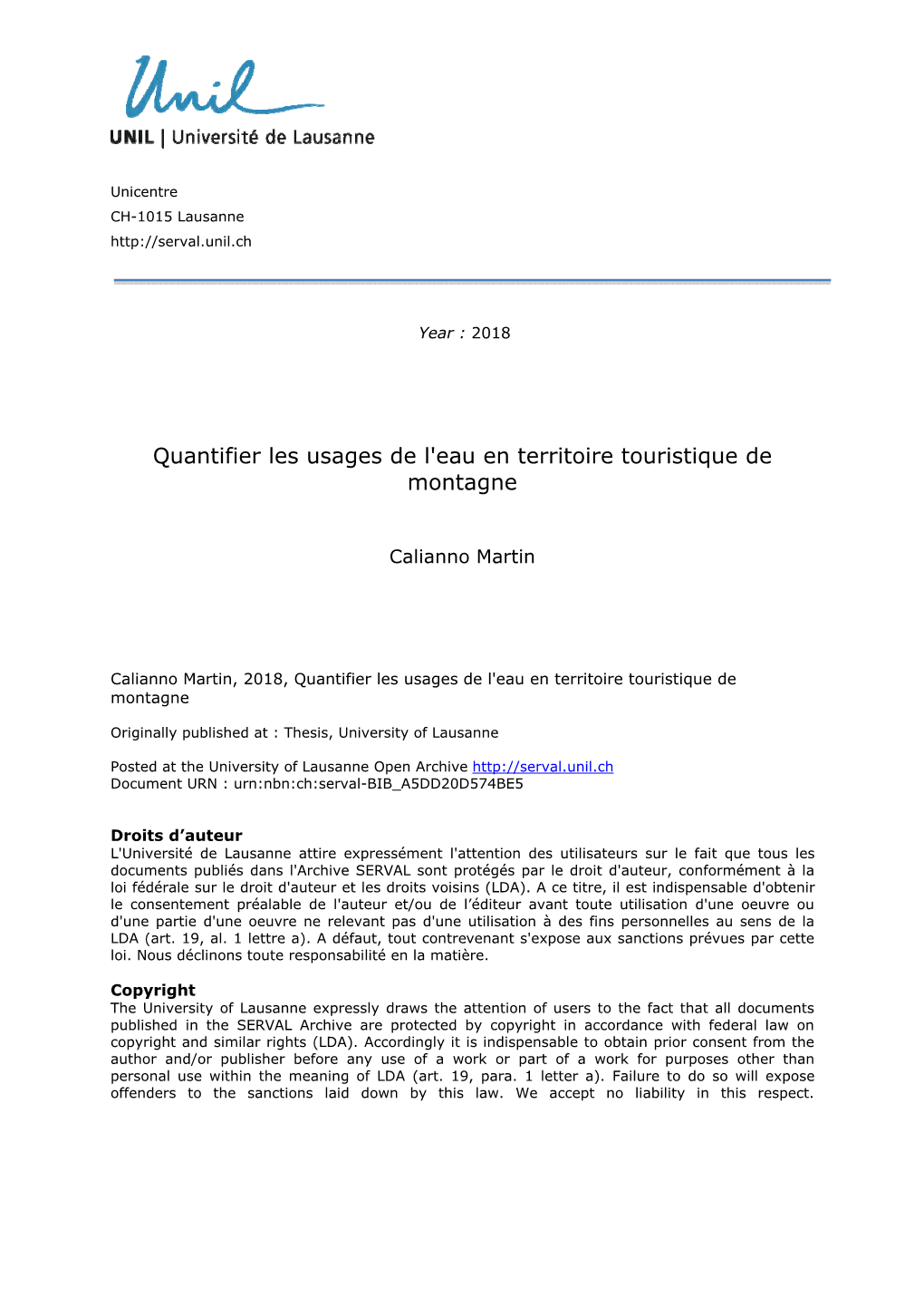 Quantifier Les Usages De L'eau En Territoire Touristique De Montagne