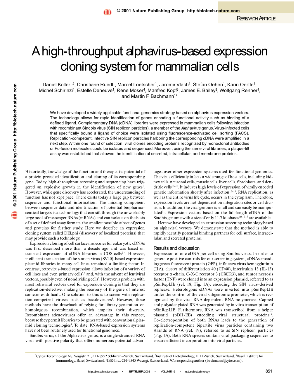 A High-Throughput Alphavirus-Based Expression Cloning System for Mammalian Cells