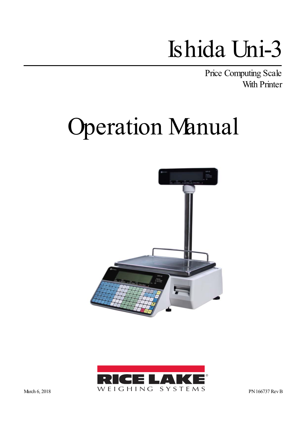 Ishida Uni-3 Price Computing Scale with Printer Operation Manual