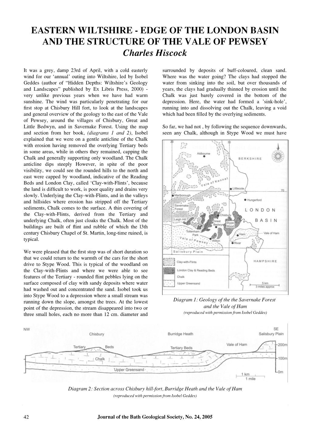 EASTERN WILTSHIRE - EDGE of the LONDON BASIN and the STRUCTURE of the VALE of PEWSEY Charles Hiscock