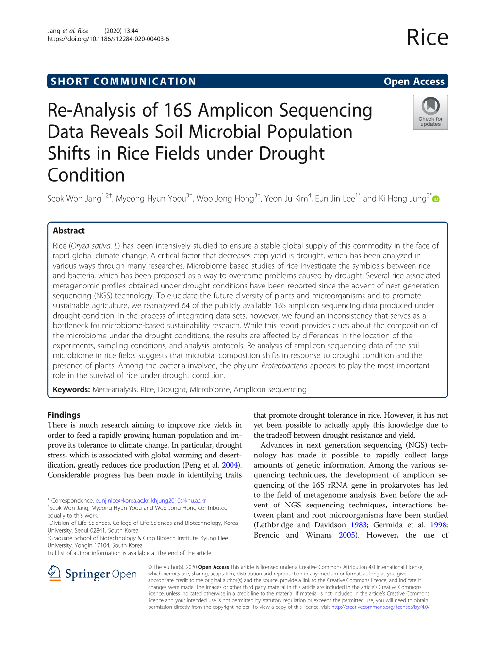 Re-Analysis of 16S Amplicon Sequencing Data Reveals Soil