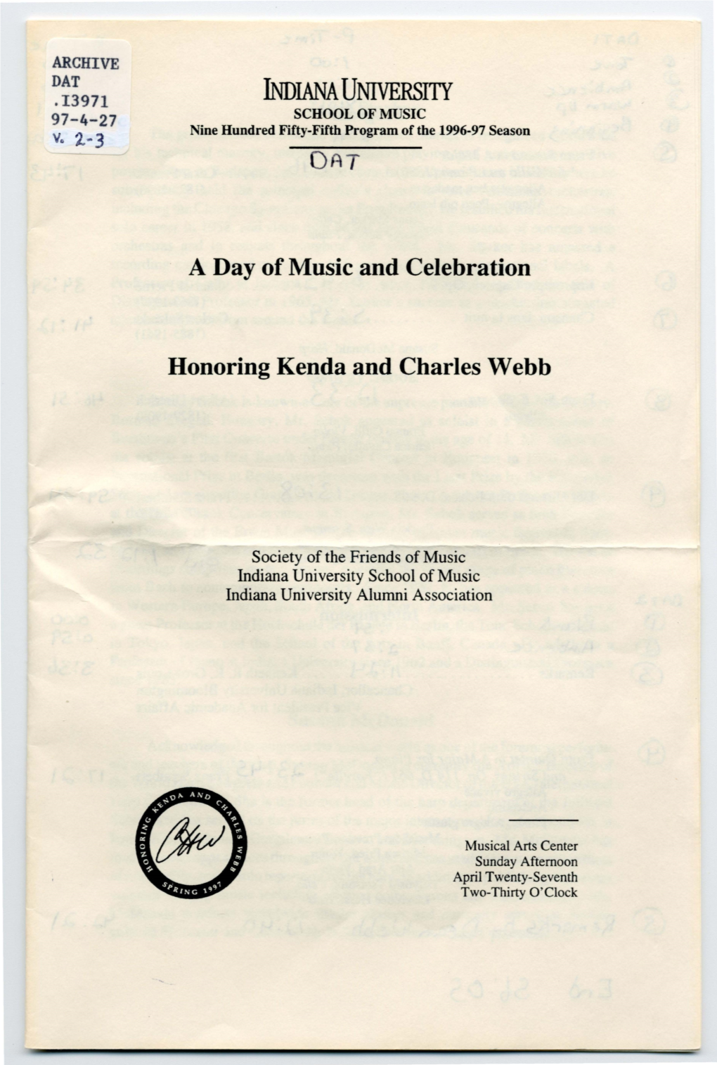 A Day of Music and Celebration Honoring Kenda and Charles Webb