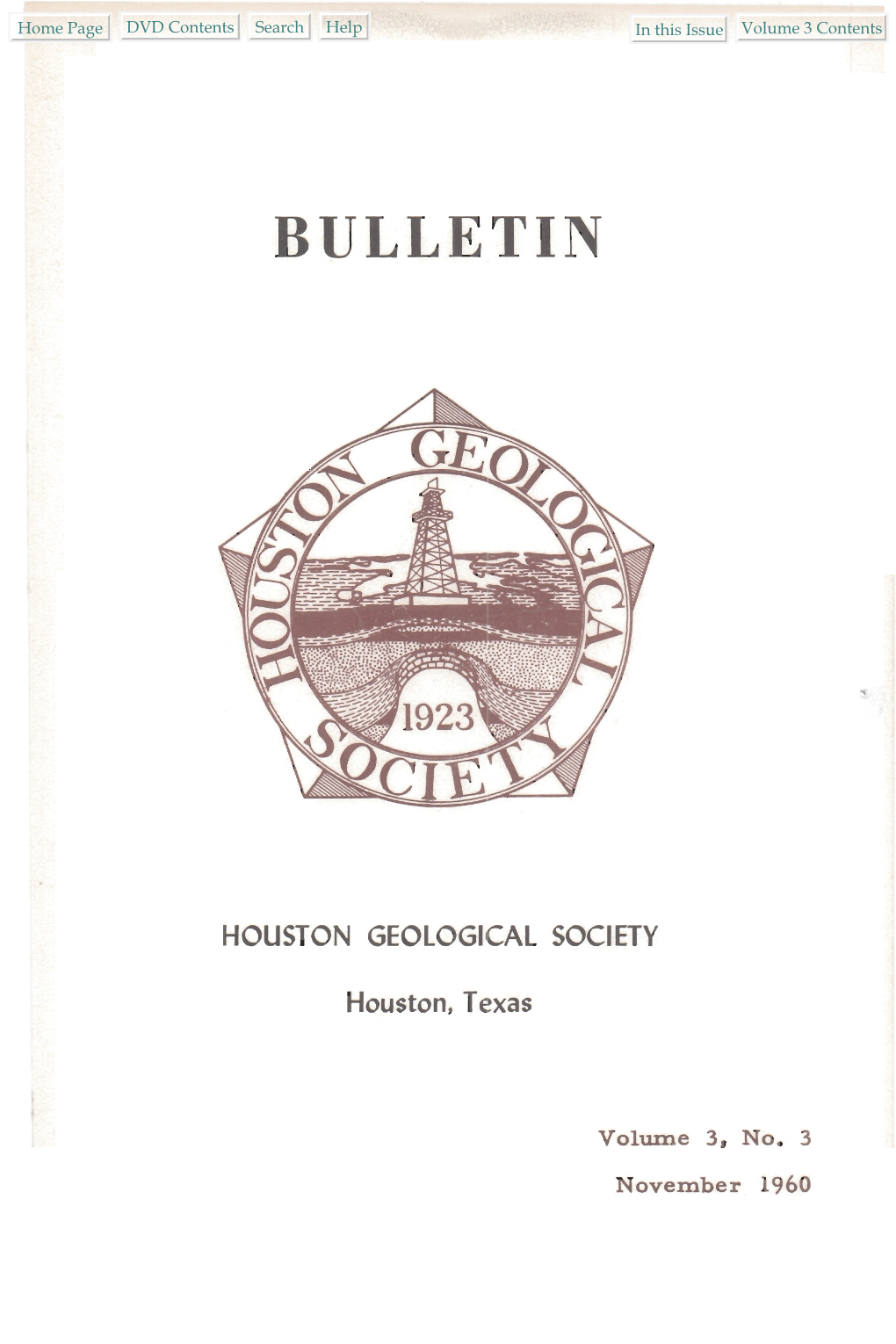 HGS Bulletin Volume 3 No. 3 (November 1960)