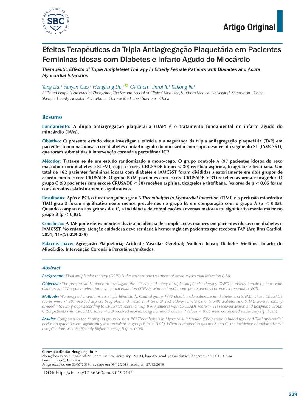 Therapeutic Effects of Triple Antiplatelet Therapy in Elderly Female Patients with Diabetes and Acute Myocardial Infarction