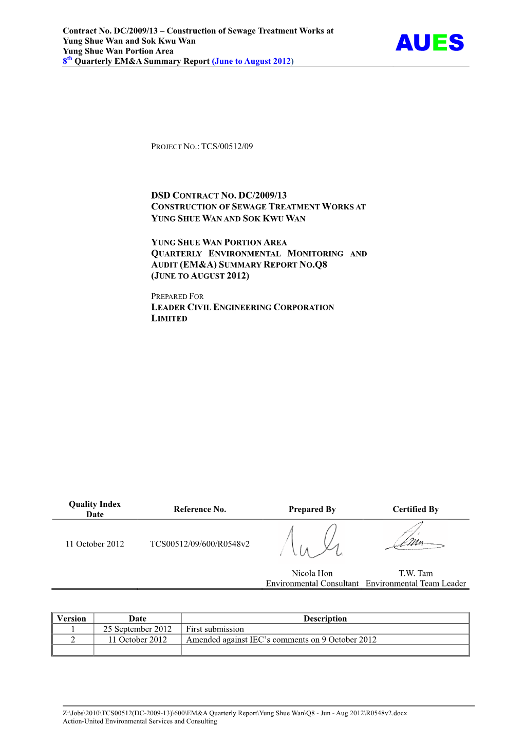 (Em&A) Summary Report No.Q8