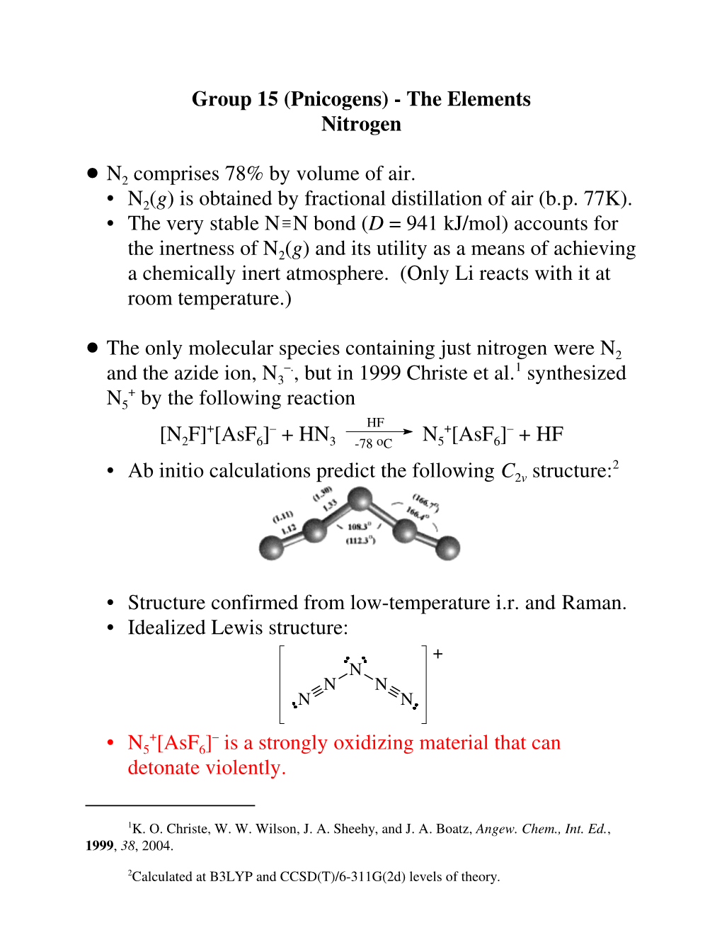 Nitrogen Chemistry - Hydrides - Ammonia