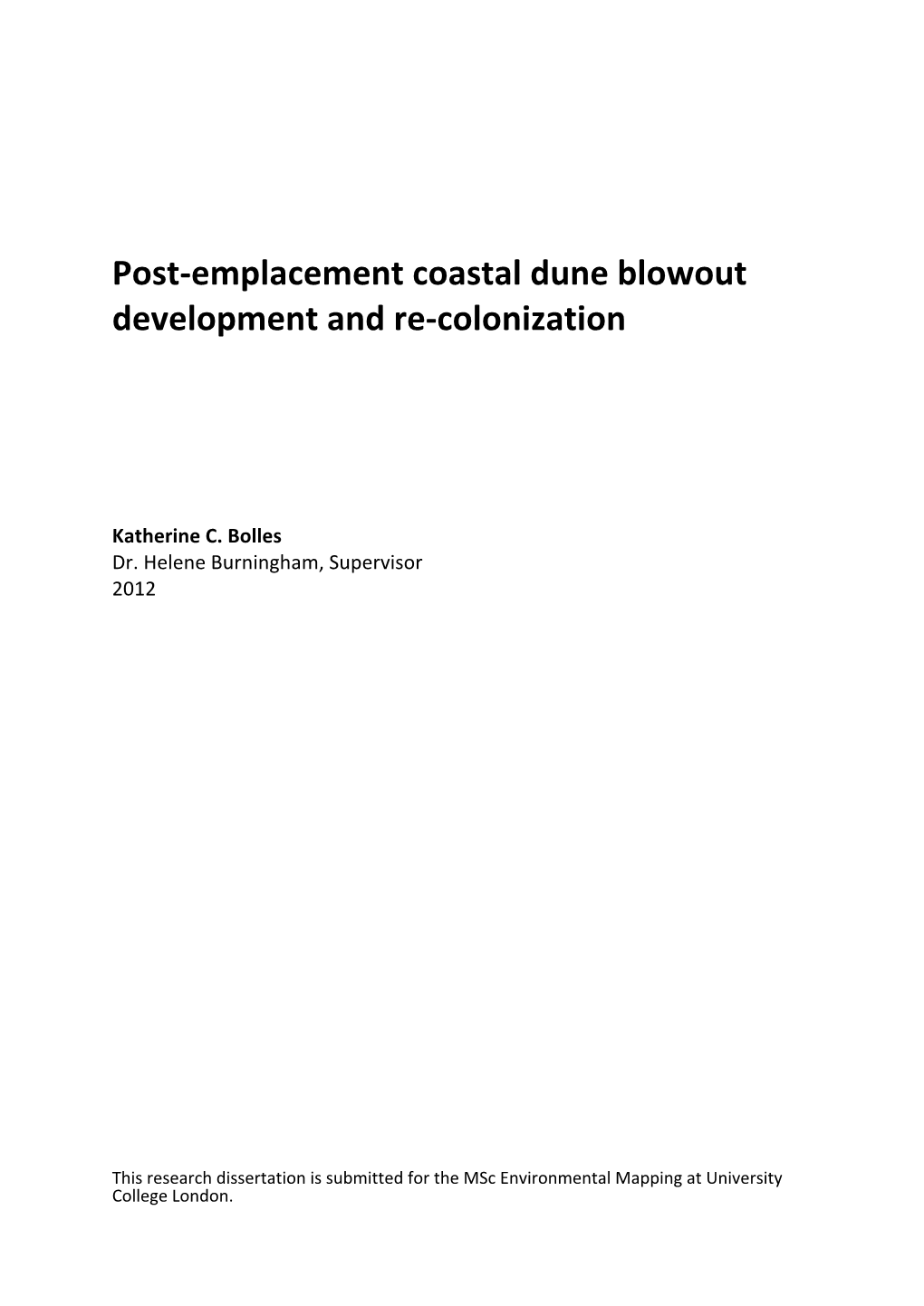 Post-‐Emplacement Coastal Dune Blowout