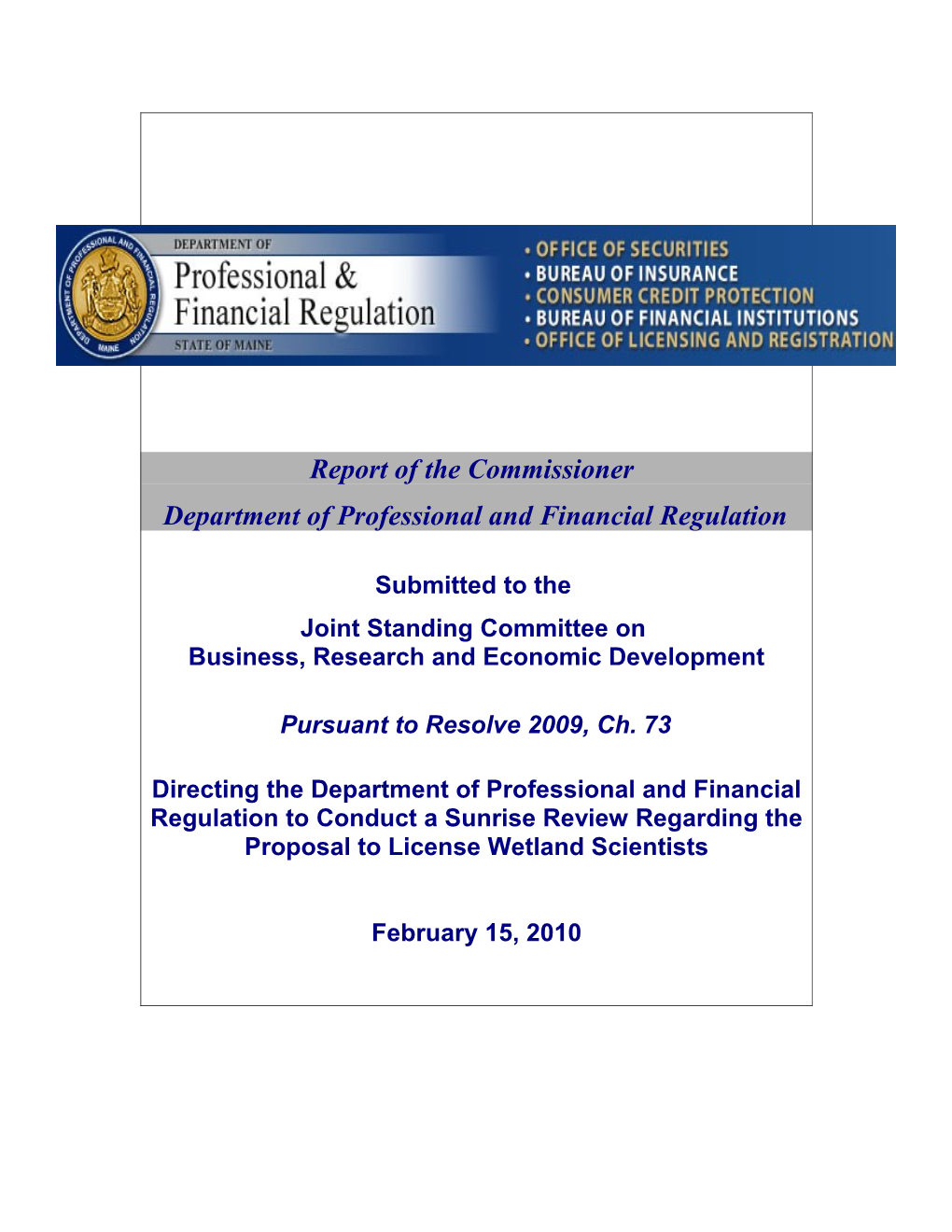 Department of Professional and Financial Regulation