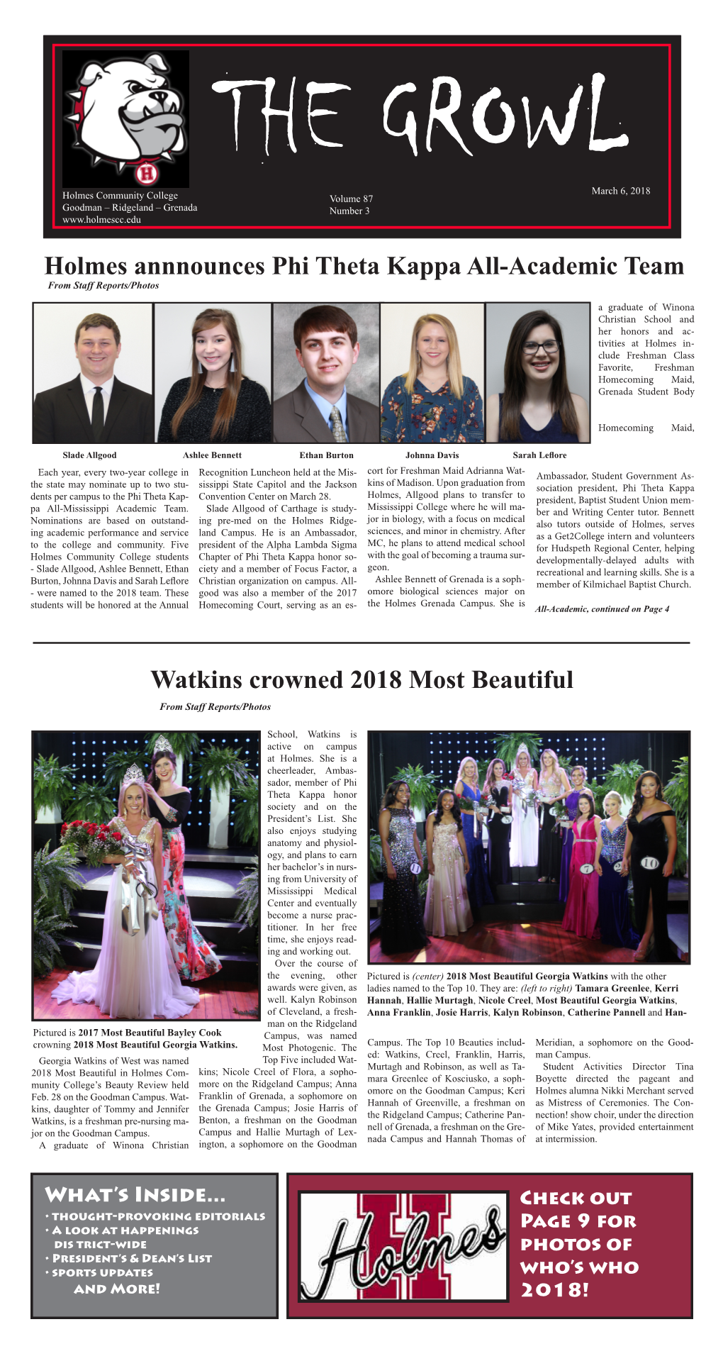 Watkins Crowned 2018 Most Beautiful Holmes Annnounces Phi Theta