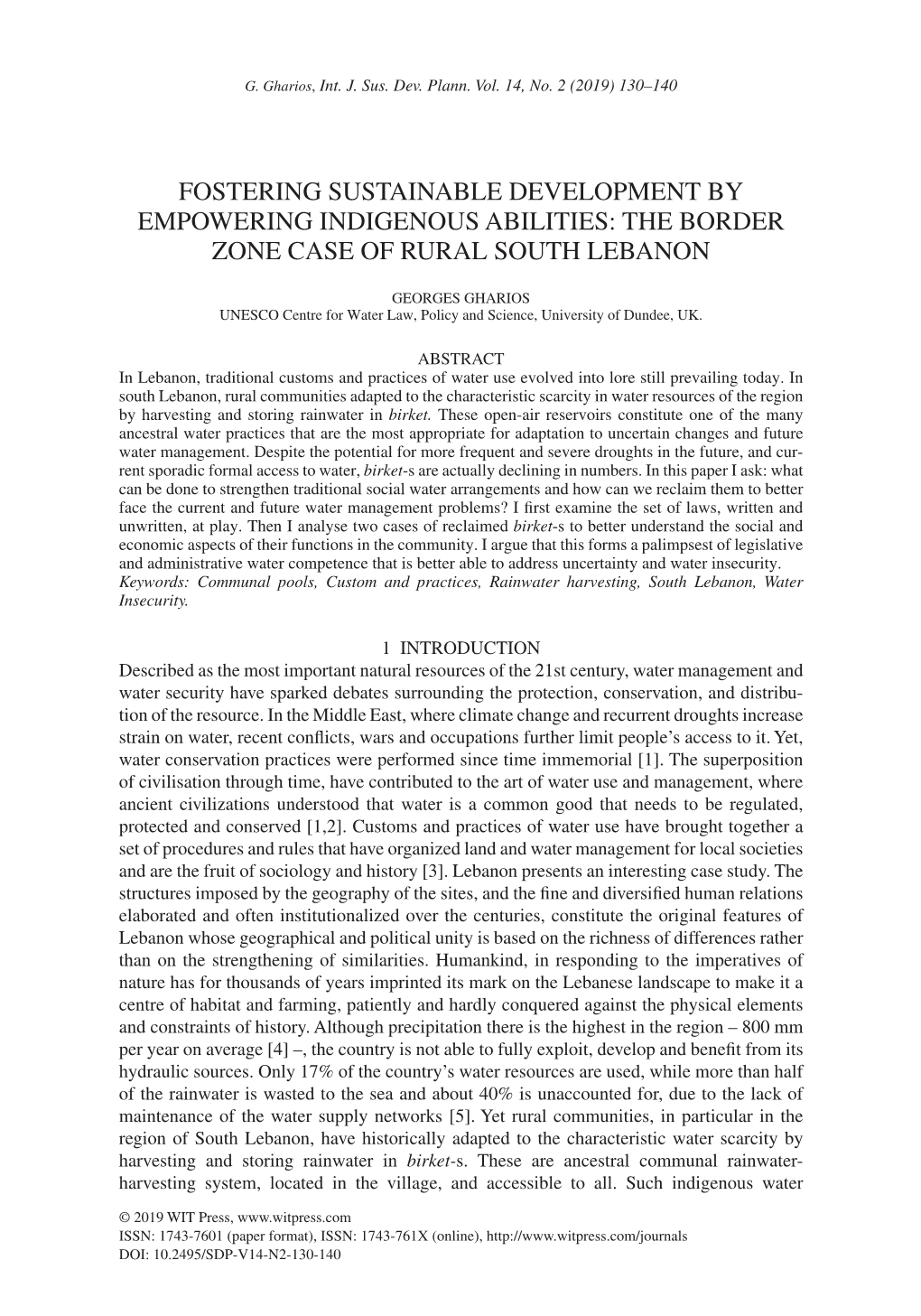 Fostering Sustainable Development by Empowering Indigenous Abilities: the Border Zone Case of Rural South Lebanon