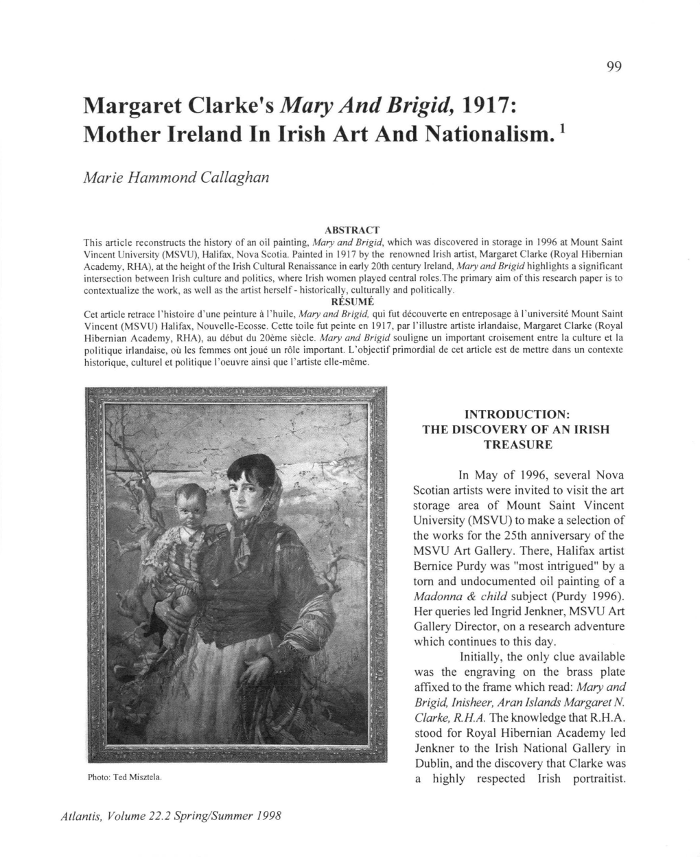 Margaret Clarke's Mary and Brigid, 1917: Mother Ireland in Irish Art and Nationalism.1