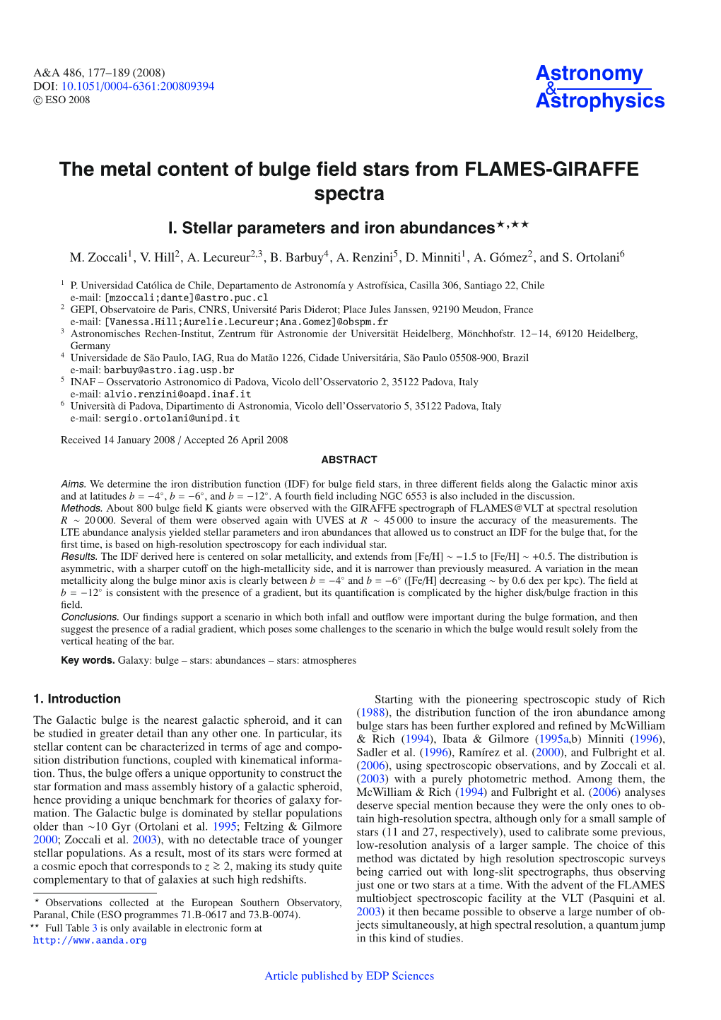 The Metal Content of Bulge Field Stars from FLAMES-GIRAFFE Spectra