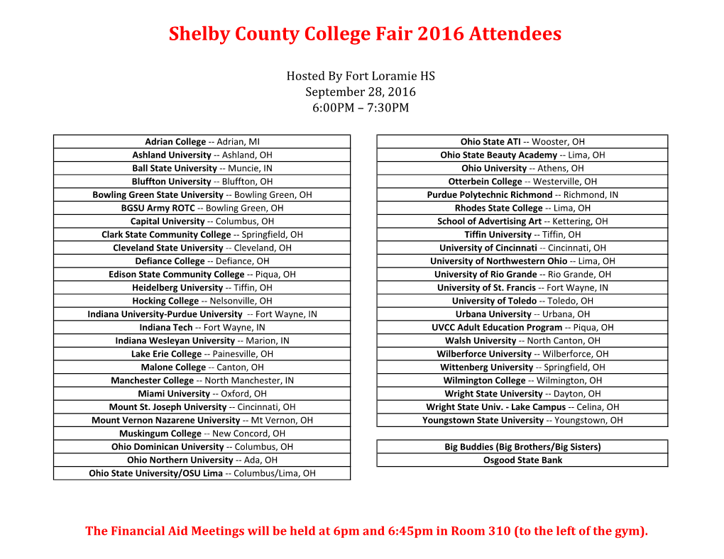Shelby County College Fair 2016 Attendees