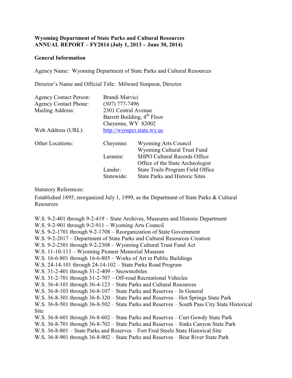 FY2014 SPCR Annual Report