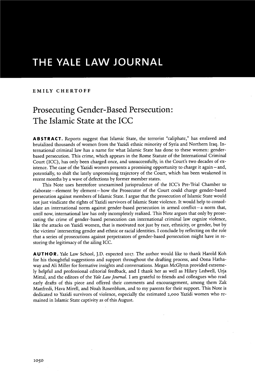 Prosecuting Gender-Based Persecution: the Islamic State at the ICC