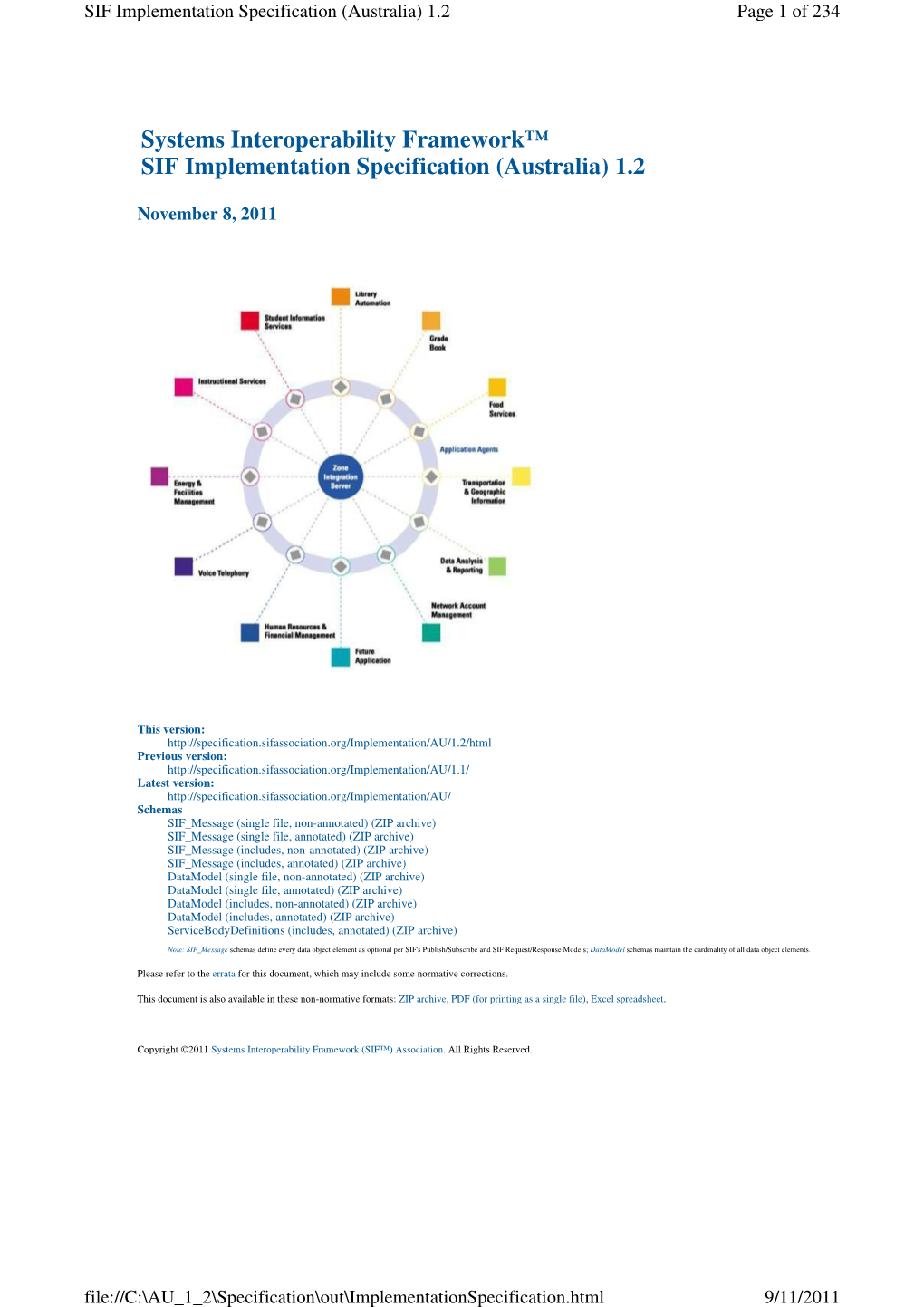 Systems Interoperability Framework™ SIF Implementation Specification (Australia) 1.2