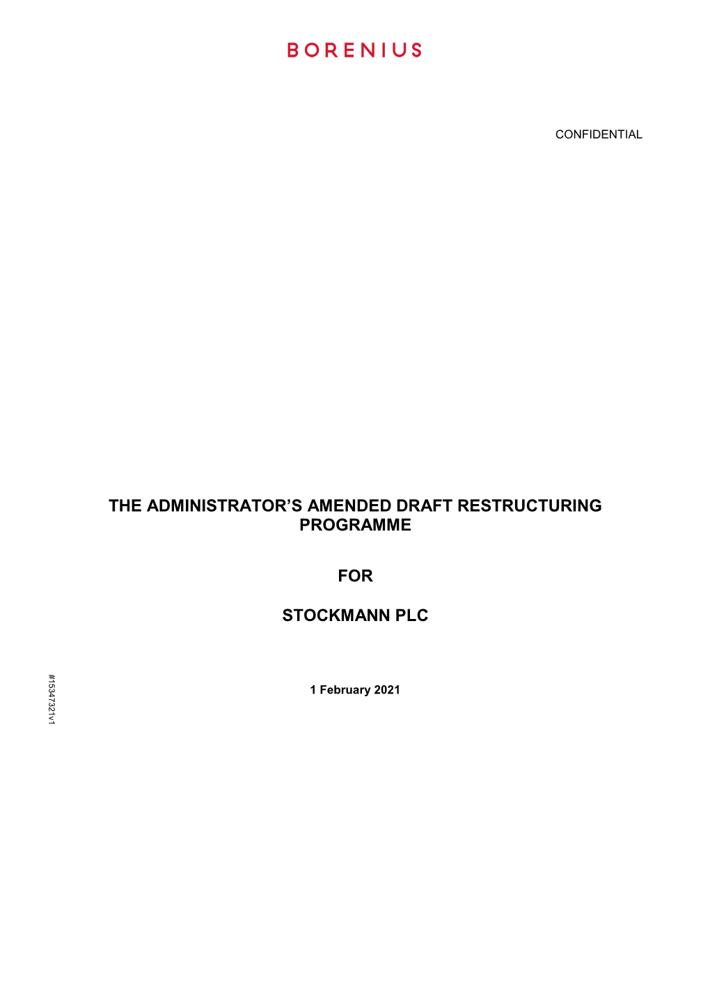 The Administrator's Amended Draft Restructuring Programme for Stockmann