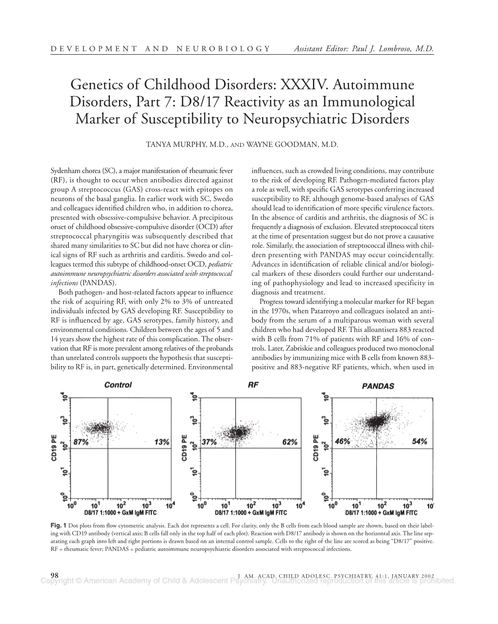 D8/17 Reactivity As an Immunological Marker of Susceptibility to Neuropsychiatric Disorders