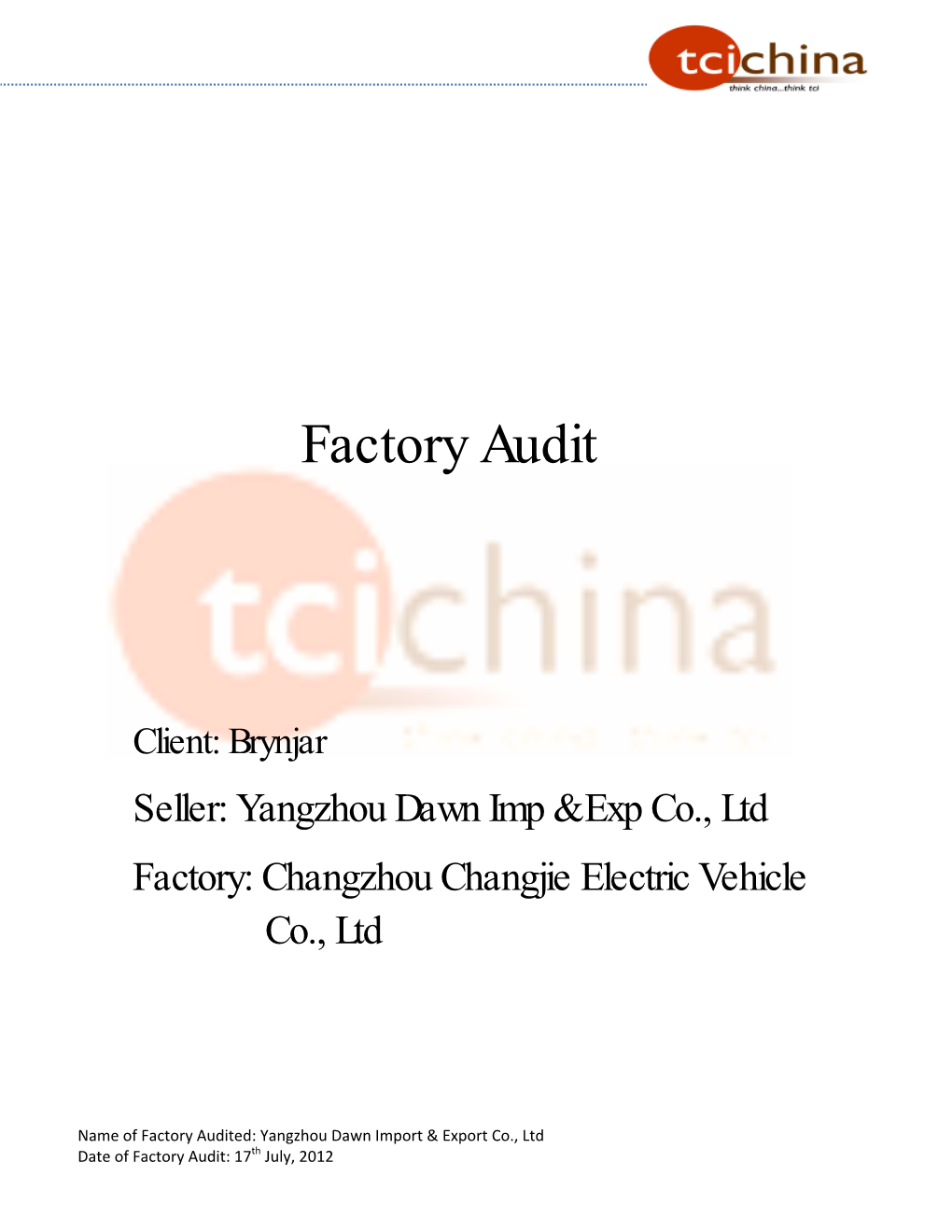 Factory Audit