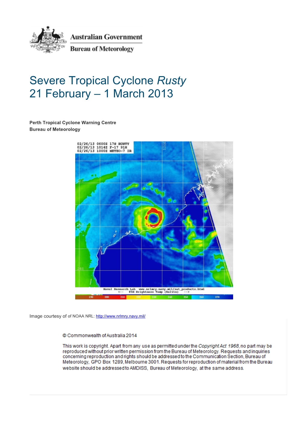 Severe Tropical Cyclone Rusty 21 February – 1 March 2013