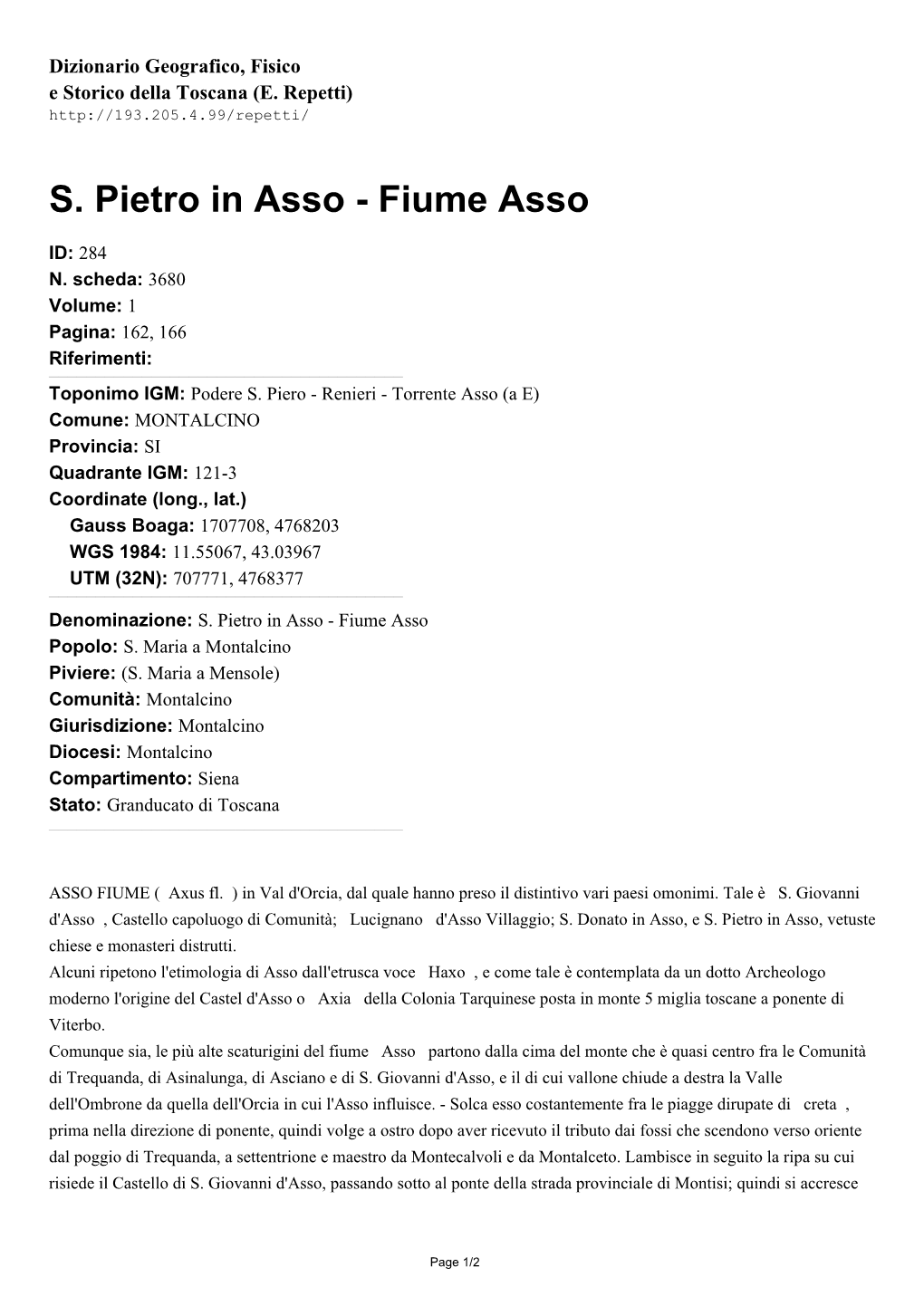 S. Pietro in Asso - Fiume Asso