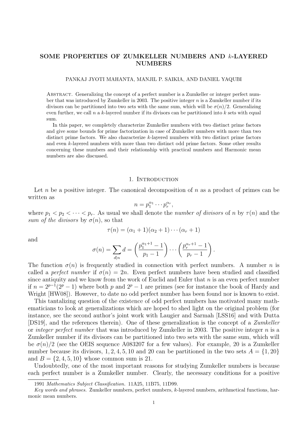 SOME PROPERTIES of ZUMKELLER NUMBERS and K-LAYERED NUMBERS