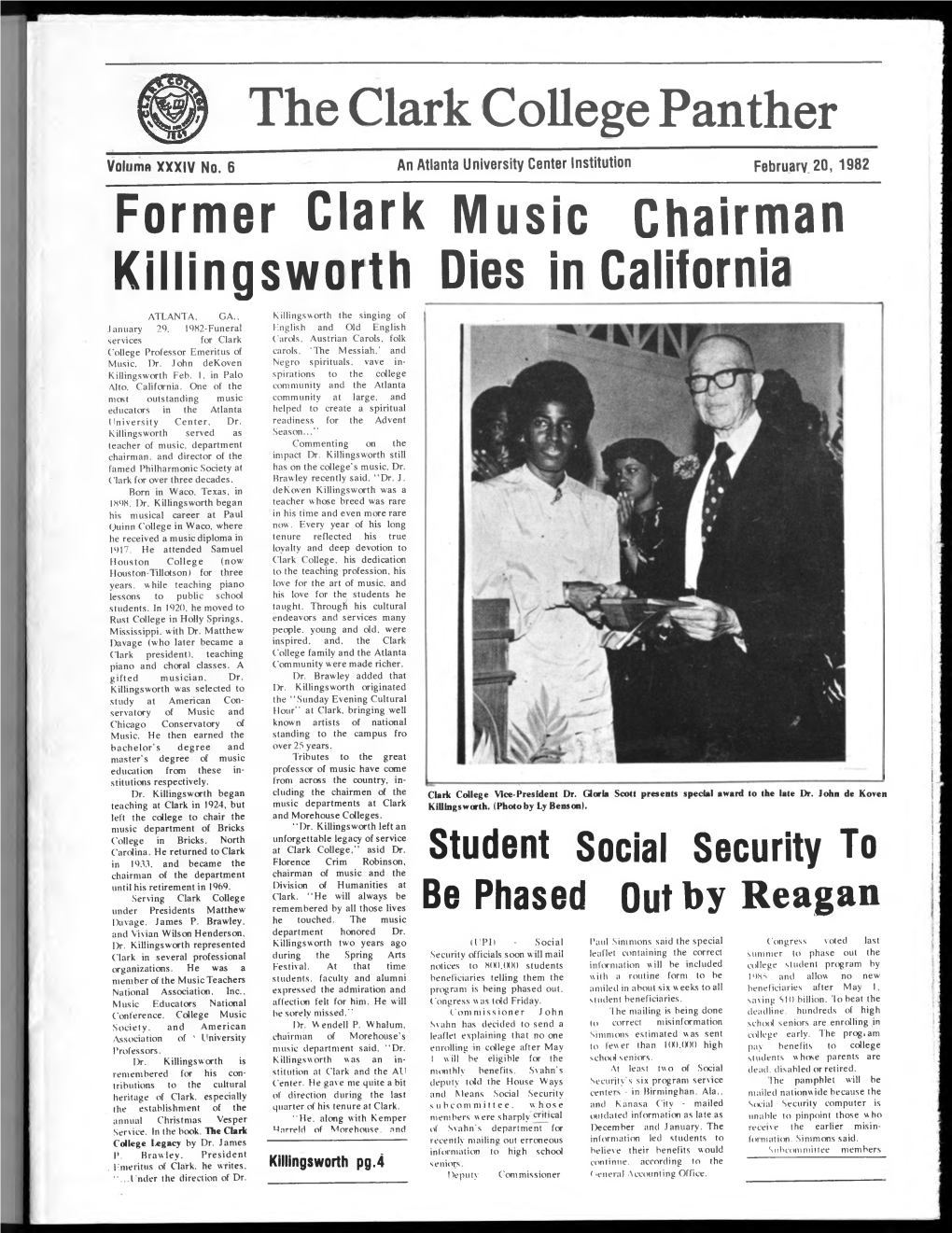 The Clark College Panther Former Clark Music Chairman Killingsworth