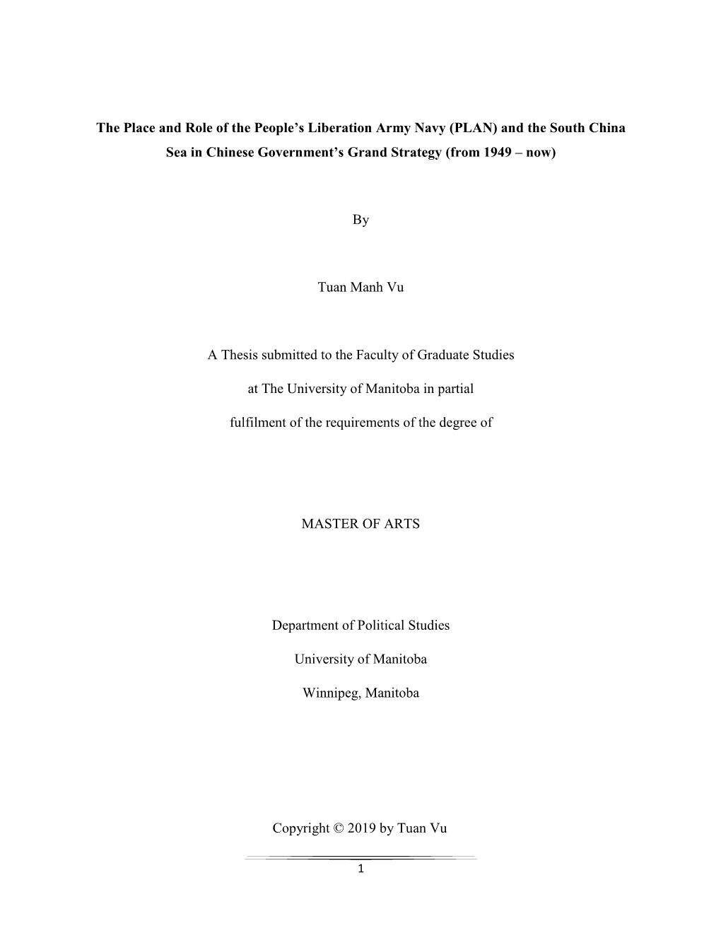 (PLAN) and the South China Sea in Chinese Government's Grand Strateg