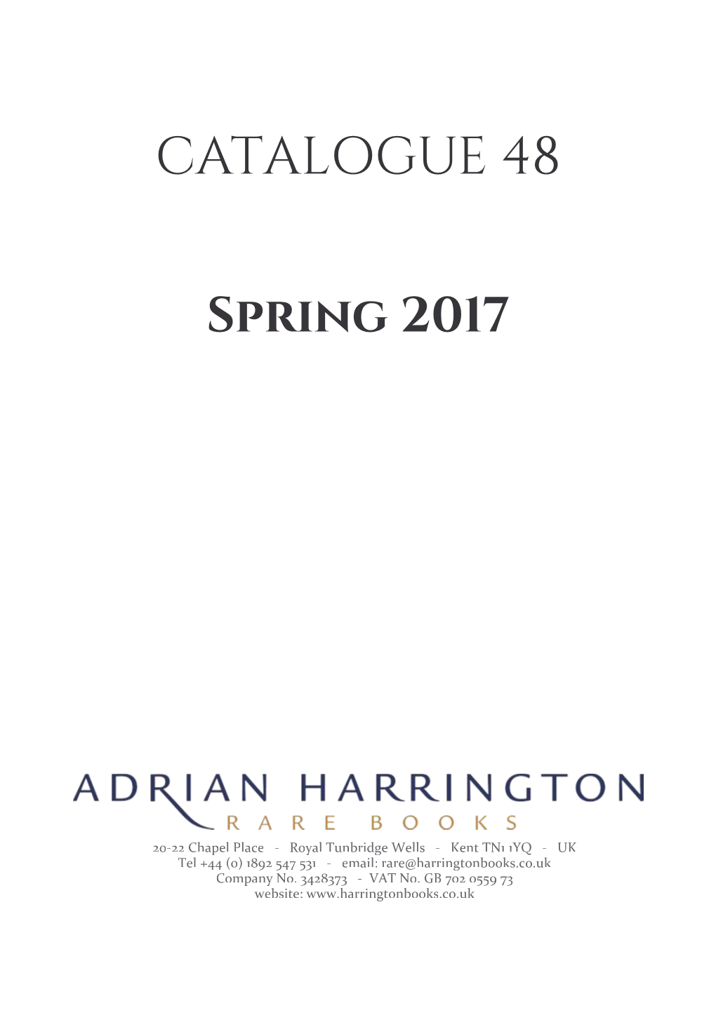 Spring 2017 ADRIAN HARRINGTON RARE BOOKS [ANTI-SLAVERY BOOKLET] VARIOUS