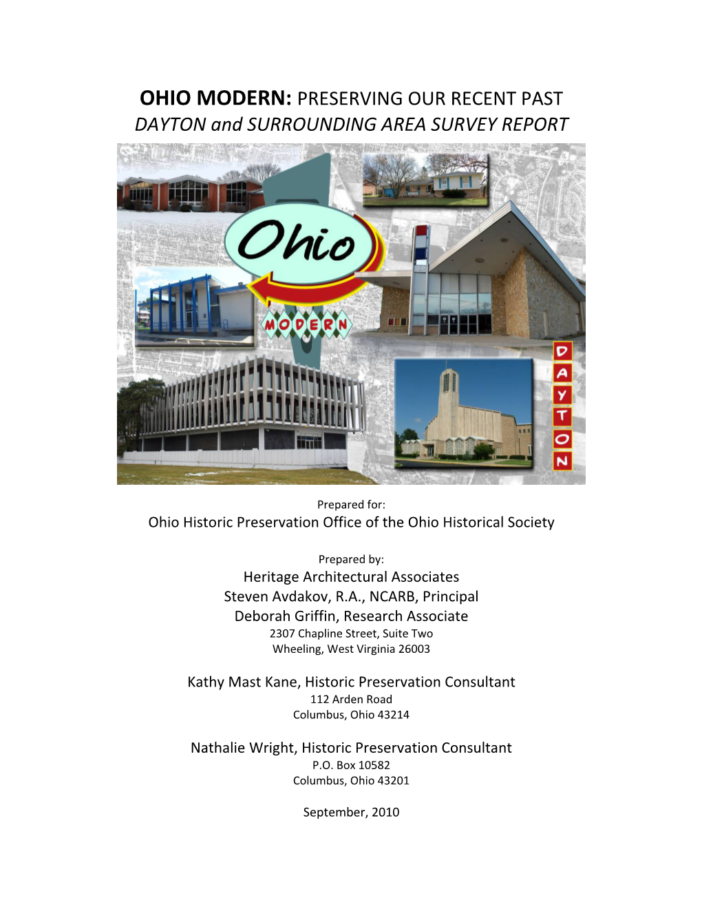 OHIO MODERN: PRESERVING OUR RECENT PAST DAYTON and SURROUNDING AREA SURVEY REPORT