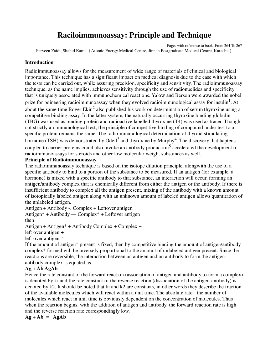 Raciloimmunoassay: Principle and Technique