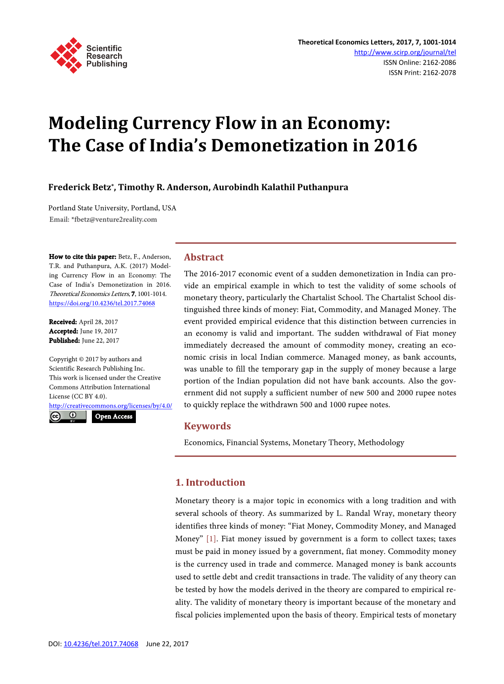 Modeling Currency Flow in an Economy: the Case of India's