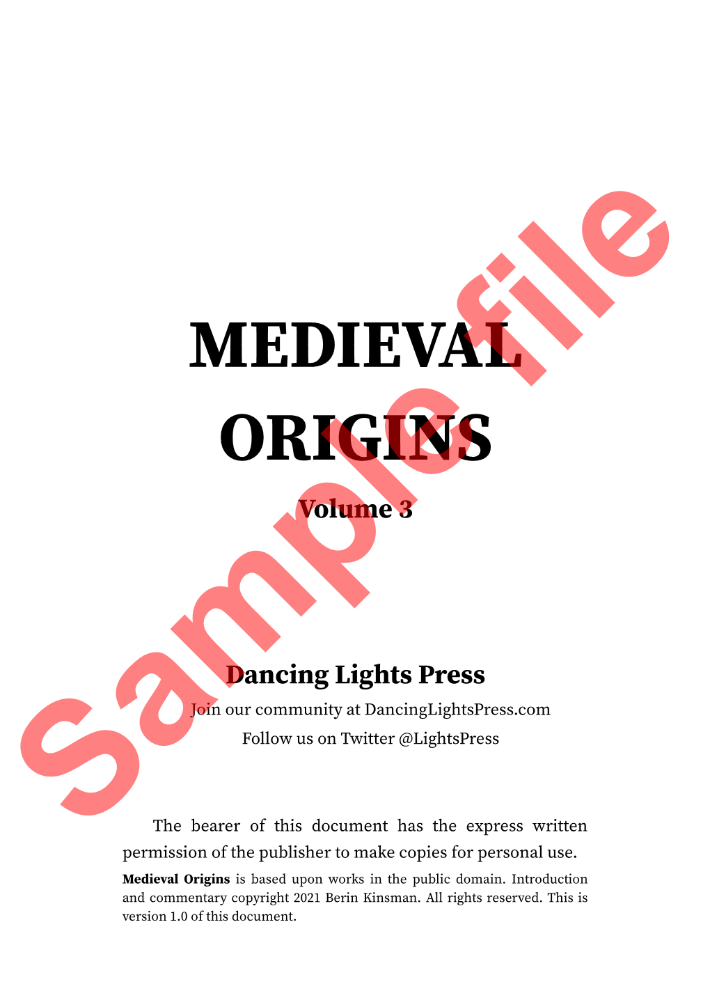 MEDIEVAL ORIGINS Volume 3