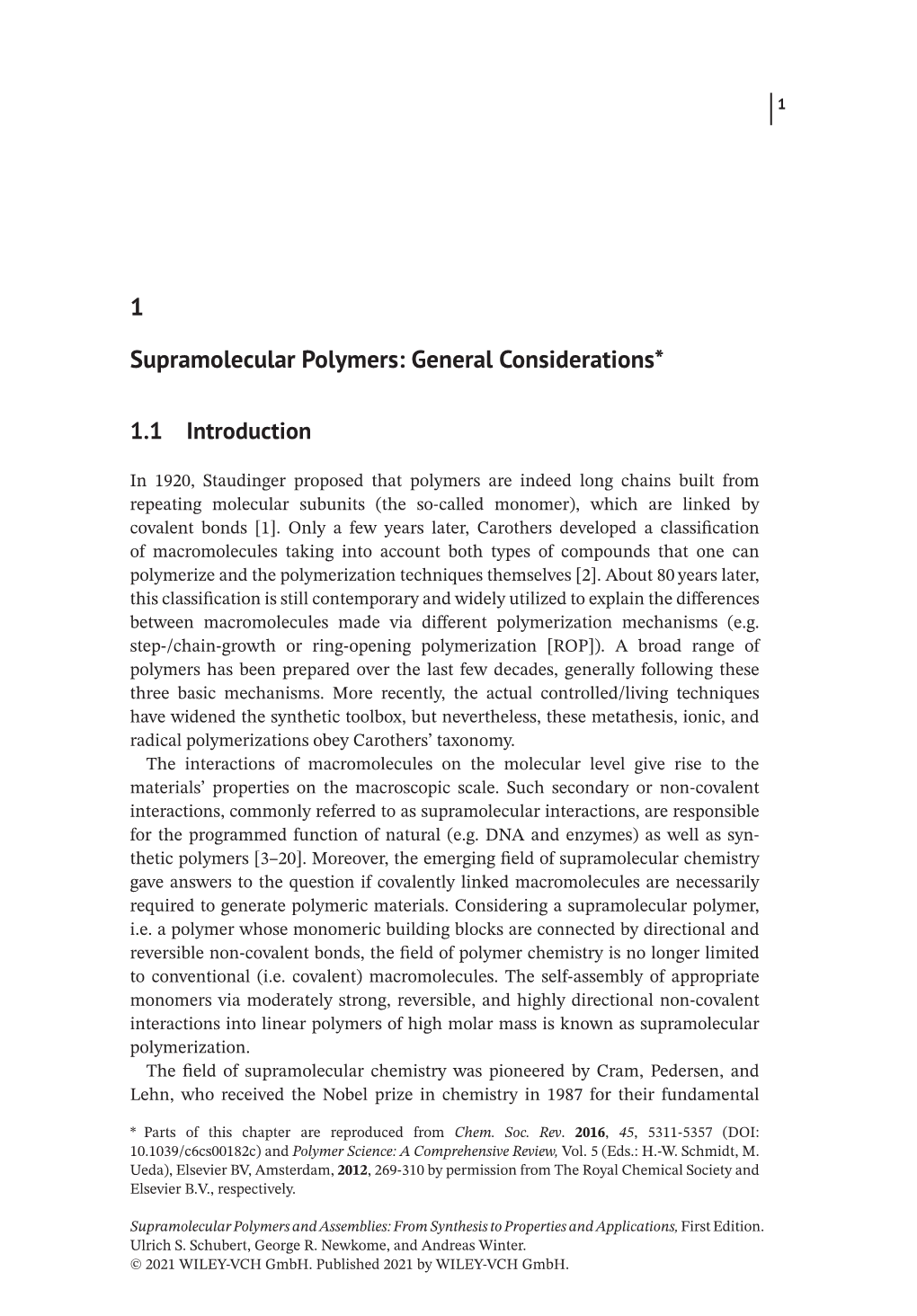1 Supramolecular Polymers: General Considerations
