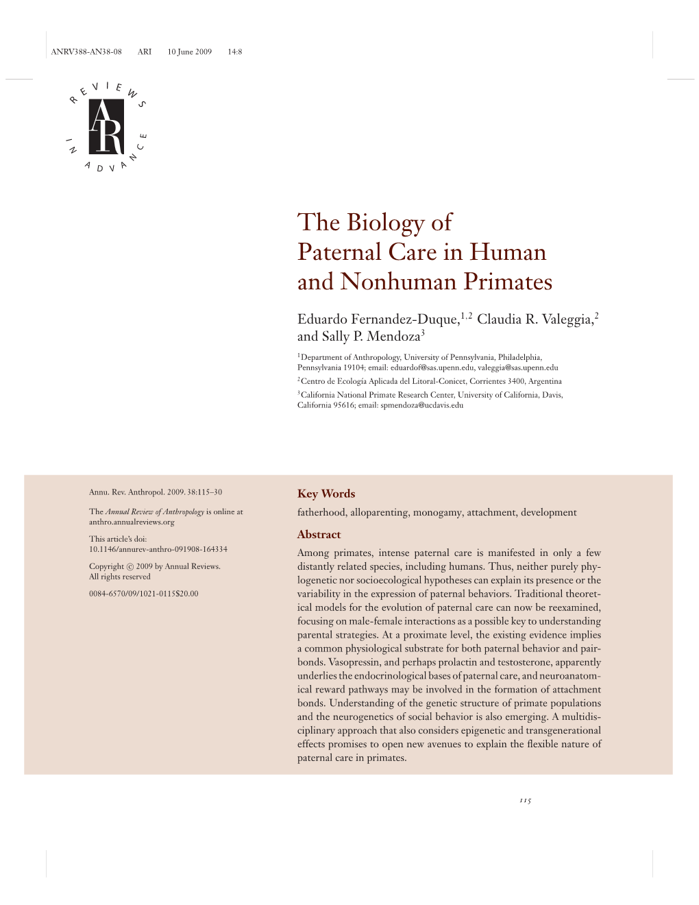 The Biology of Paternal Care in Human and Nonhuman Primates
