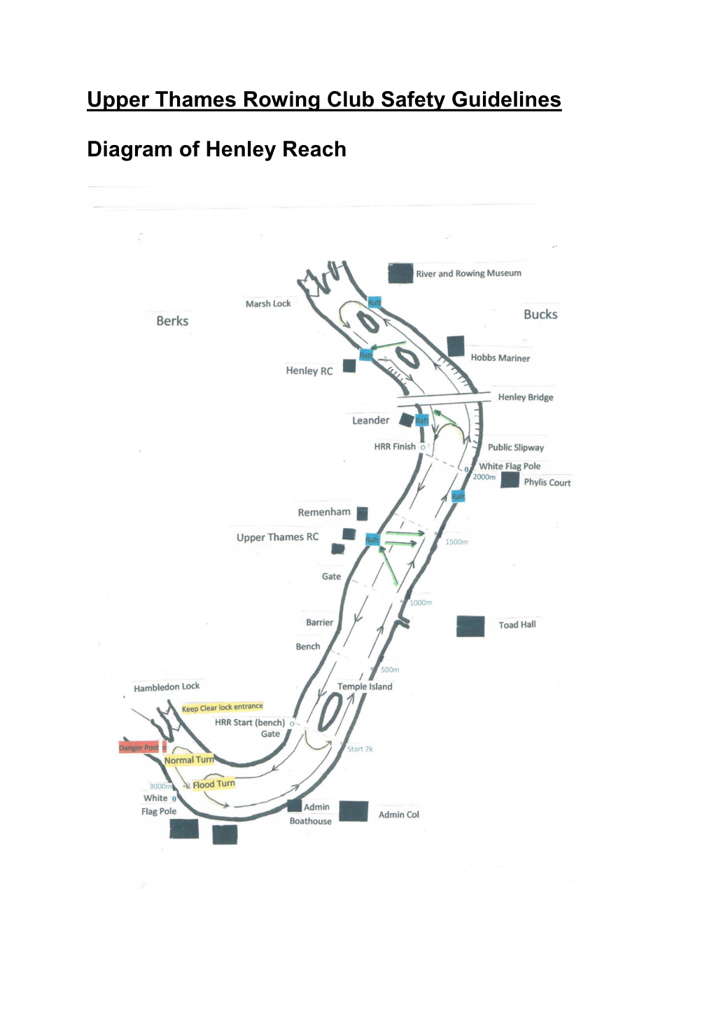 Upper Thames Rowing Club Safety Guidelines Diagram of Henley Reach