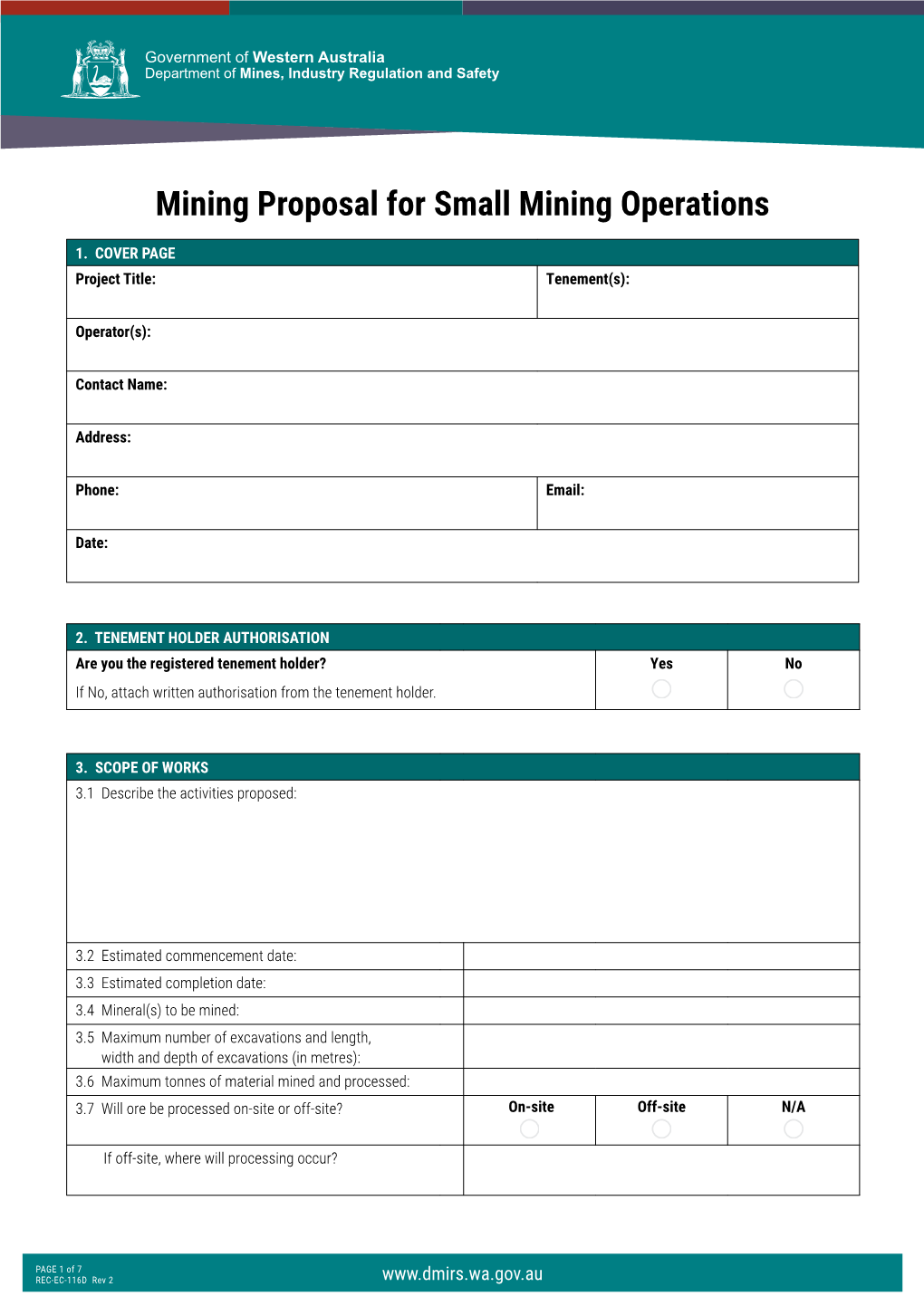 Mining Proposal for Small Mining Operations